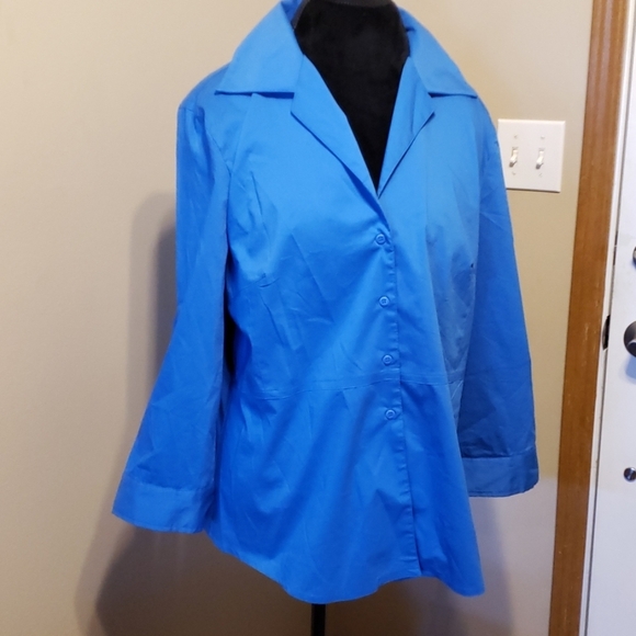 Chaus blue dress shirt convertible sleeve - Picture 2 of 5